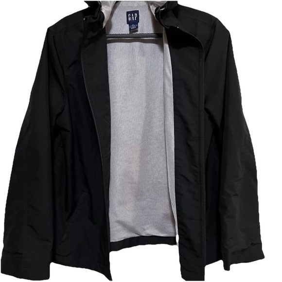GAP Zip Front Hooded‎ Women’s Black Windbreaker Jacket Large - Picture 4 of 6